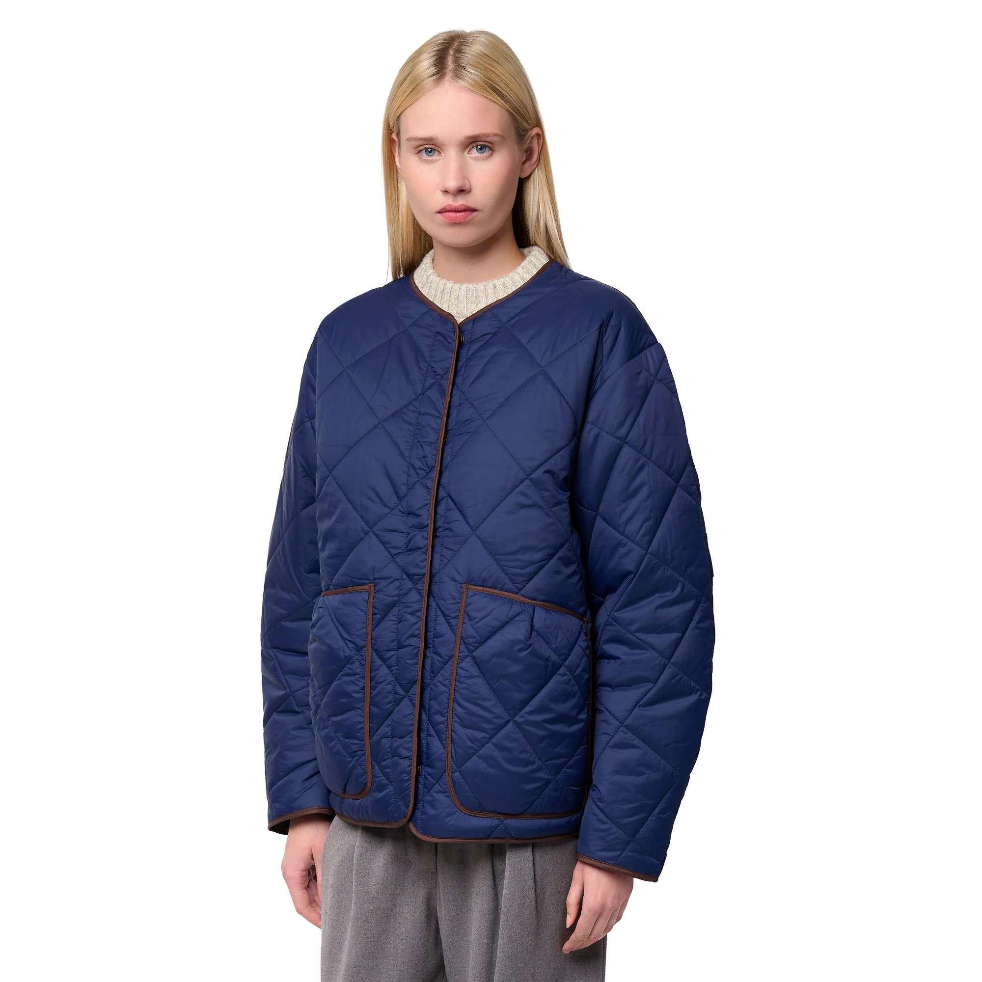 LOUISE - Jackets - Short - Woman - BLUE IRIS-BROWN SEAL