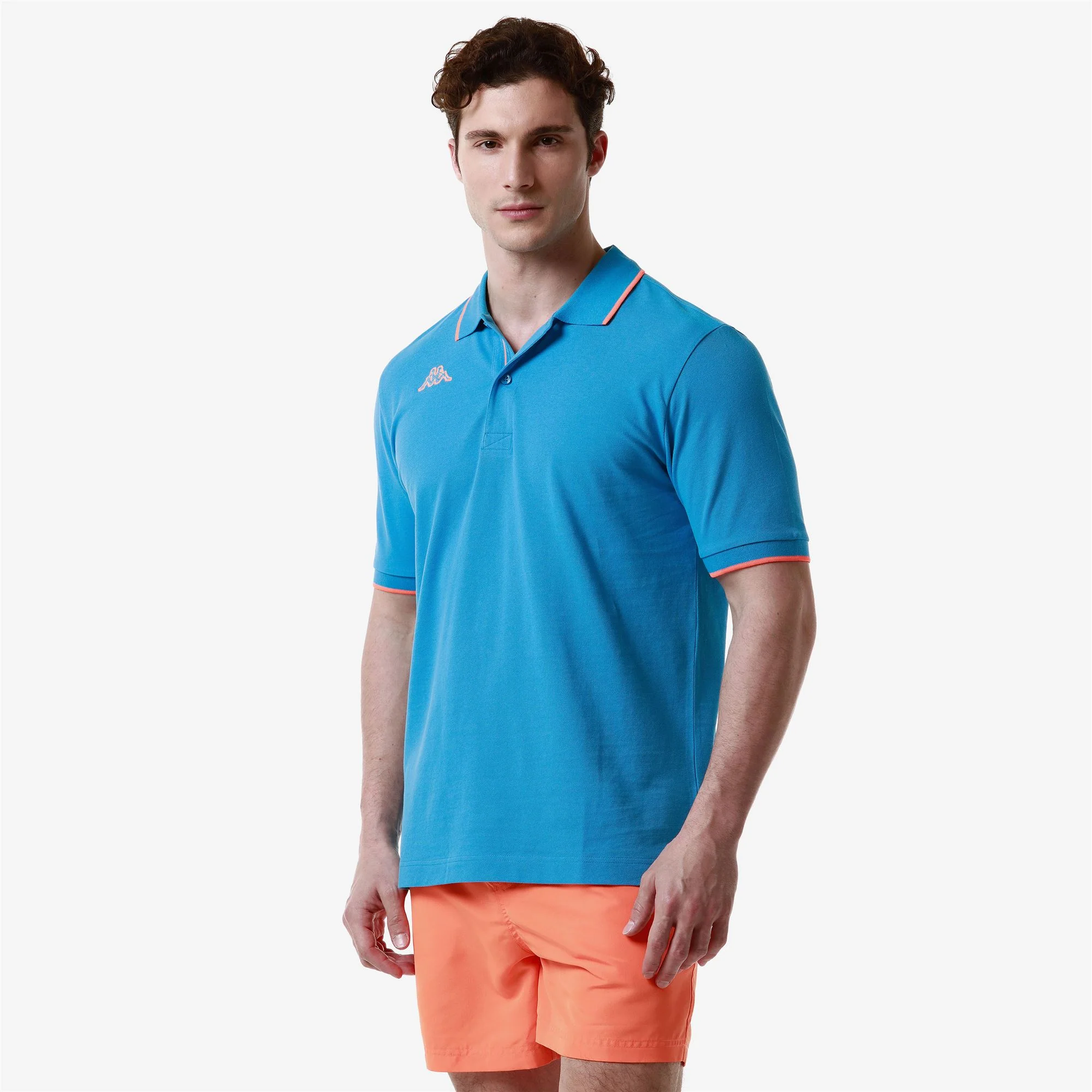 LOGO FLU - Polo Shirts - Polo - Man - BLUE MALIBU-NEON ORANGE - Image 5