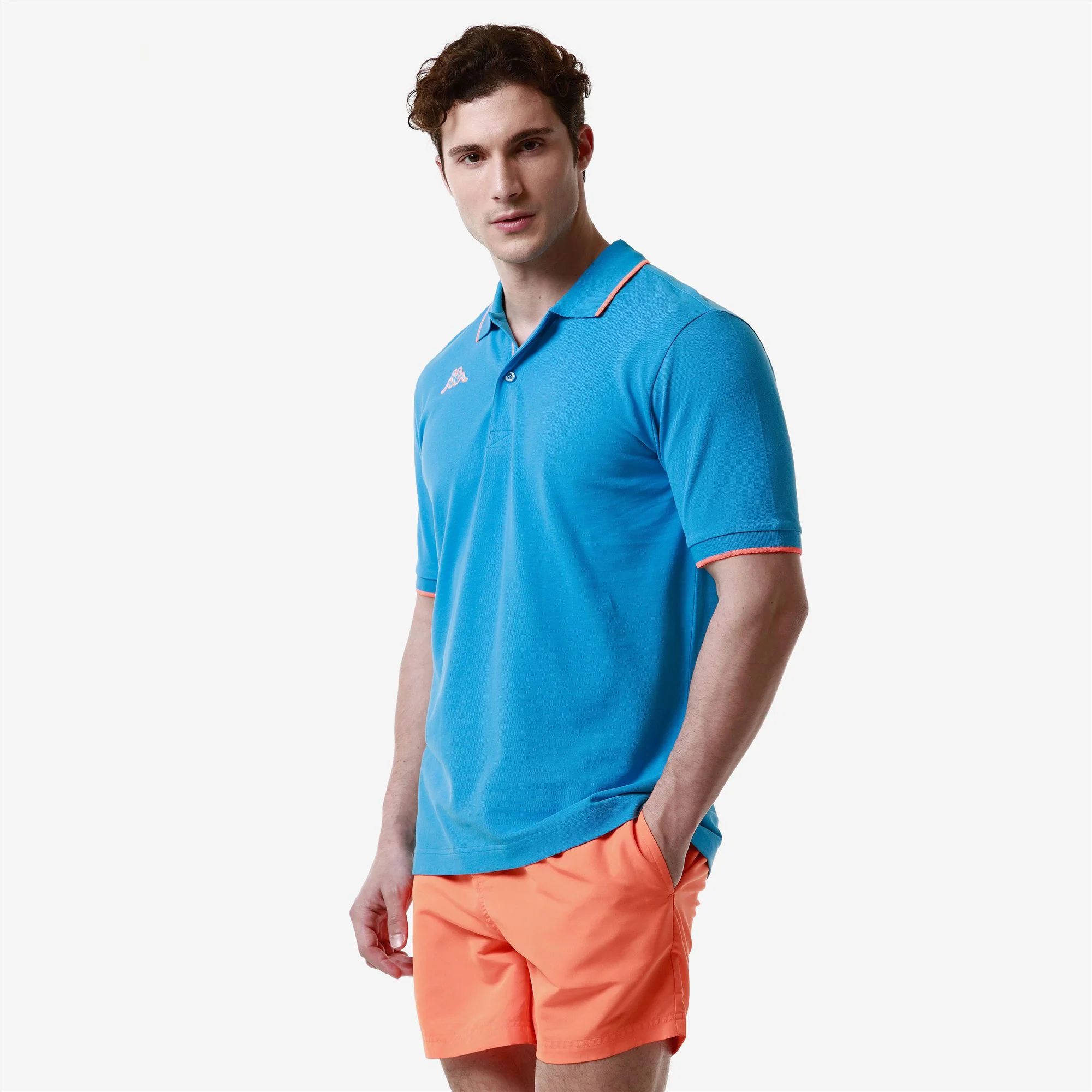 LOGO FLU - Polo Shirts - Polo - Man - BLUE MALIBU-NEON ORANGE - Image 6