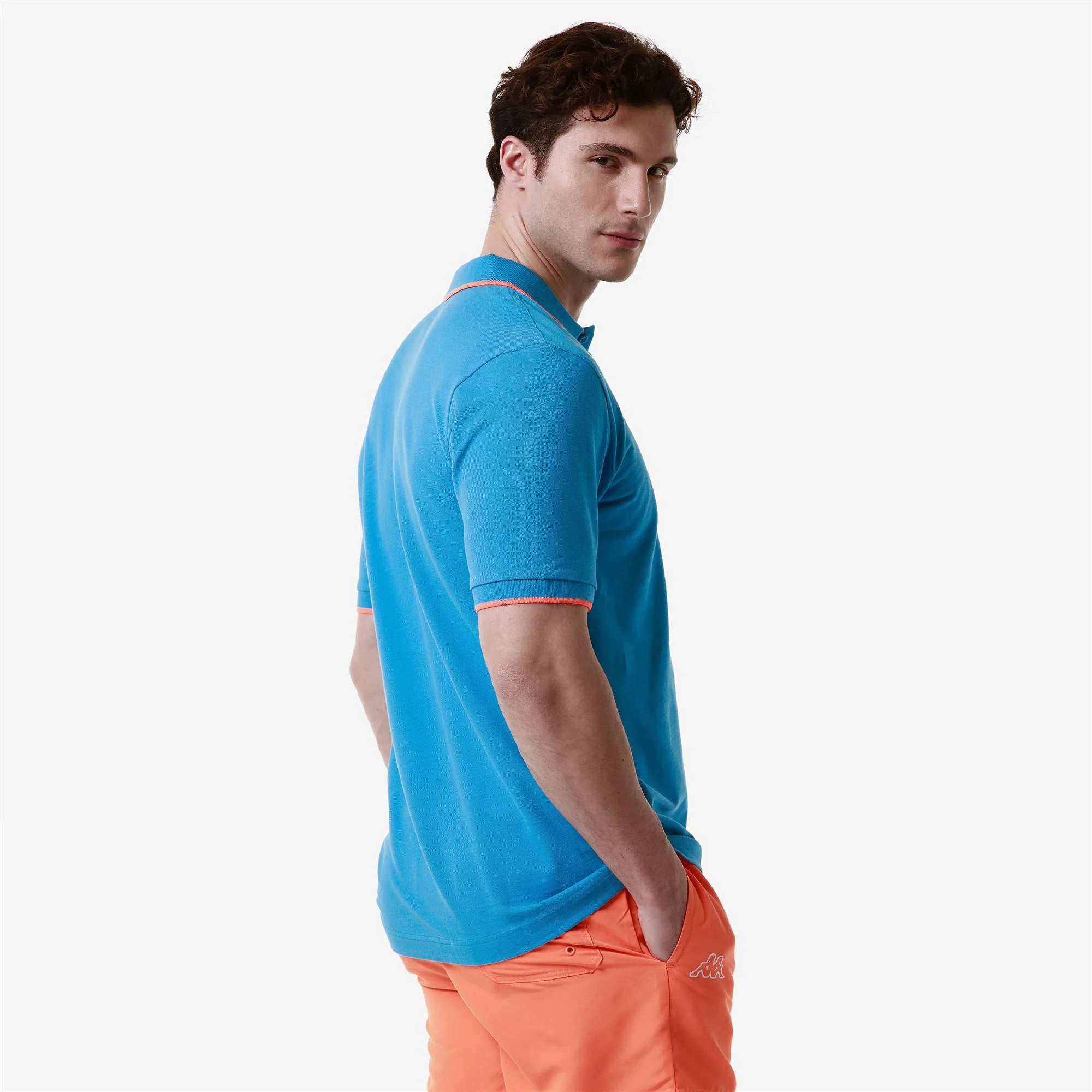 LOGO FLU - Polo Shirts - Polo - Man - BLUE MALIBU-NEON ORANGE - Image 7